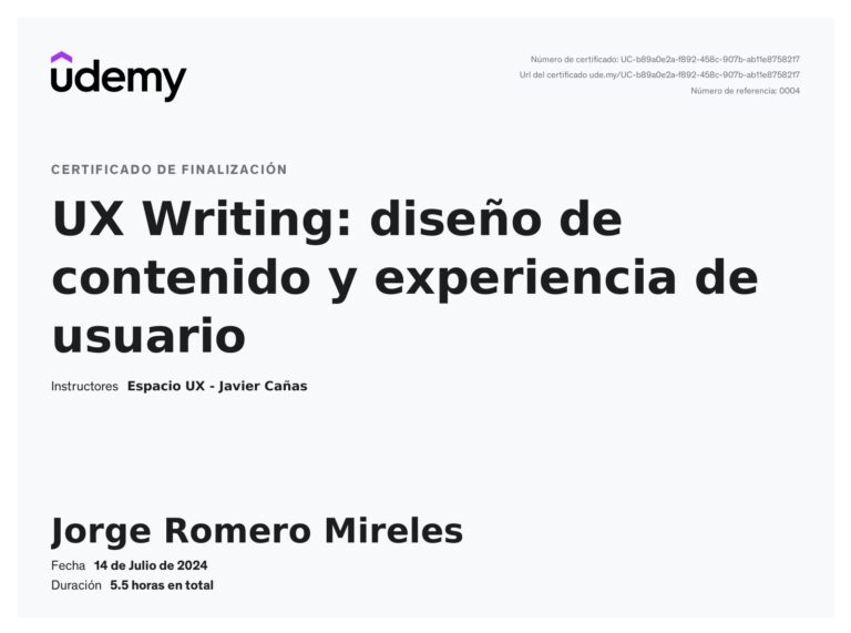 Certficado UX Writing